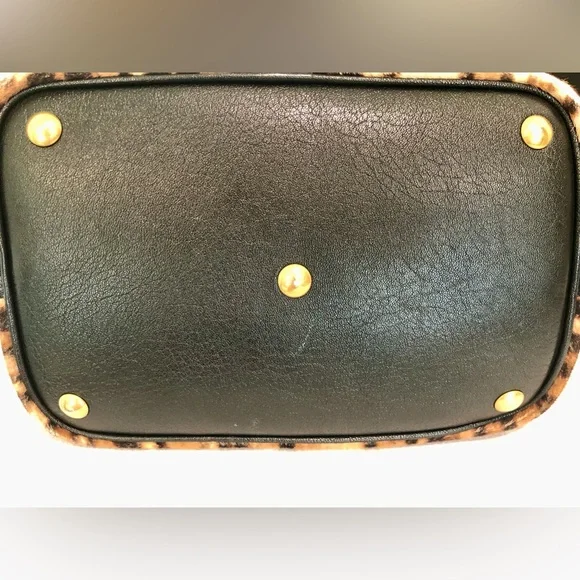 YSL Bag Yves Saint Laurent Rivage Tote Bucket Animal Leopard Fur Black Leather - Picture 6 of 9